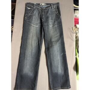 Original Weird Jeans Wide-leg w/Velvet Pinstripe Embroidered Pocket Sz 33